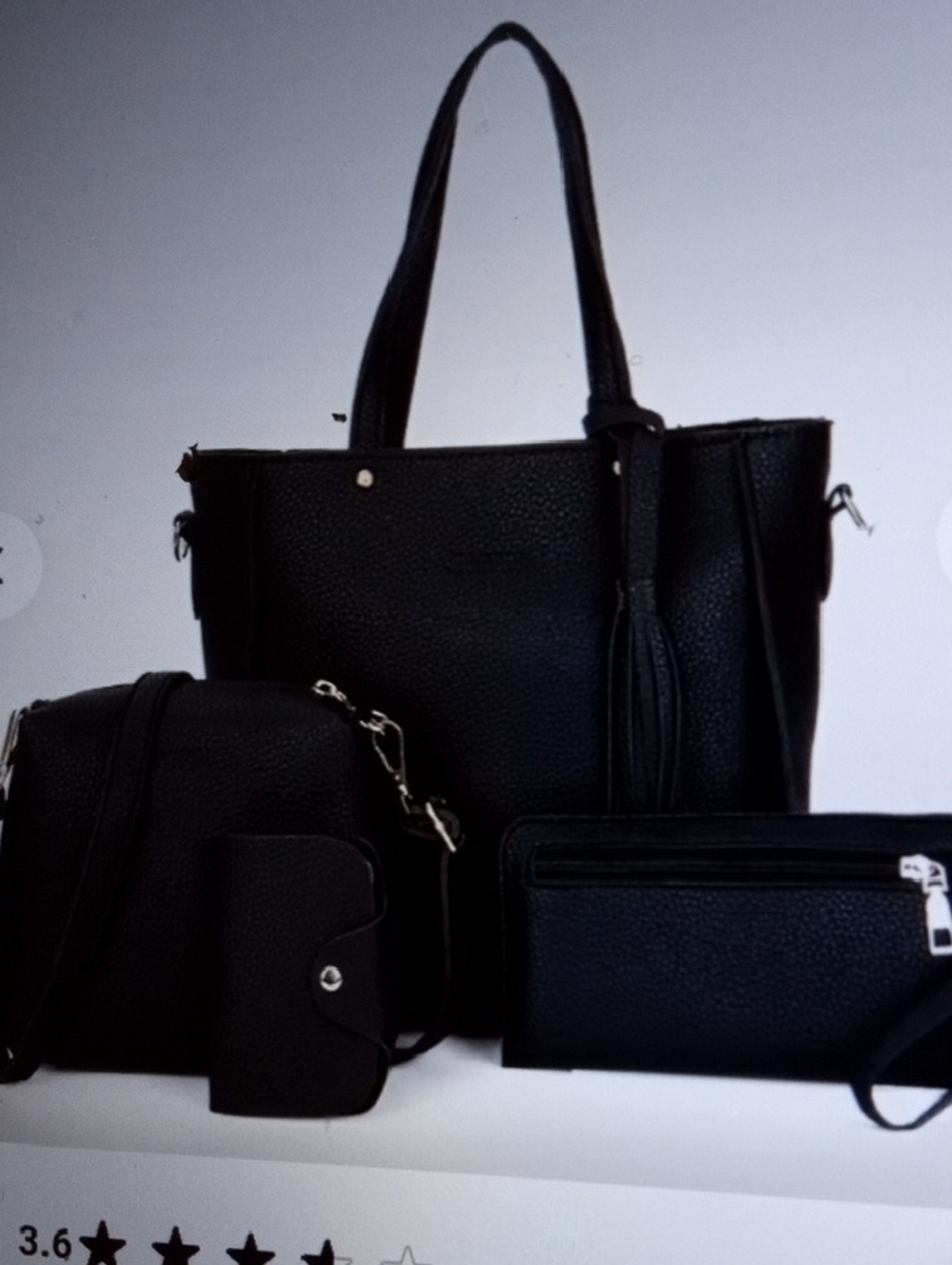 💲5⃣▶💋💋Black 4-Piece Women’s Handbag Set - Tote, Crossbody, Wallet, Wristlet